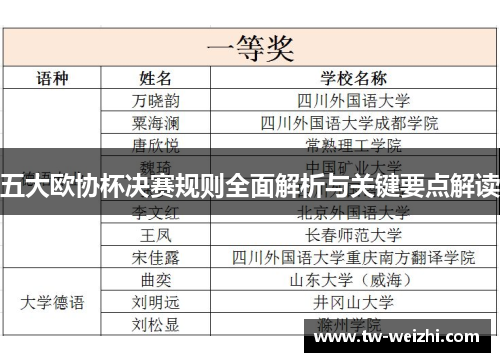 五大欧协杯决赛规则全面解析与关键要点解读